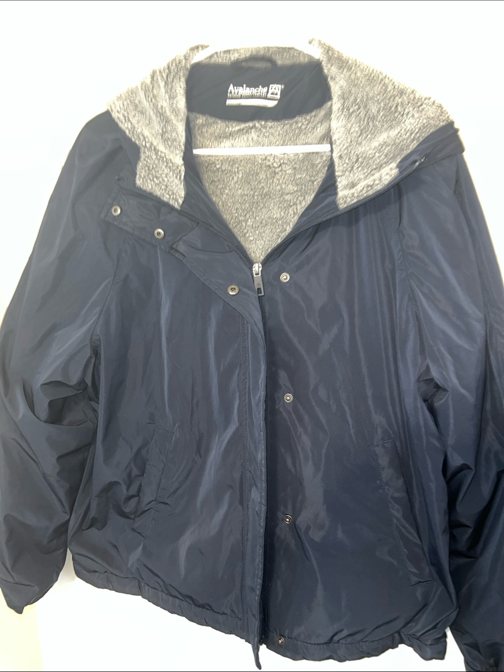 Avalanche Navy Blue Puffer Jacket with Gray Sherpa Hood